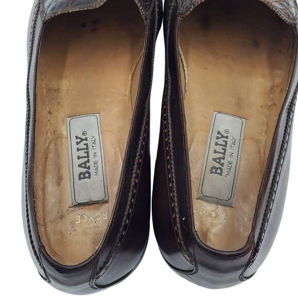 Italy Bally Royce Men size 7.5 Brown Crocodile Leather Tassel Loafer Dress shoes main image 4